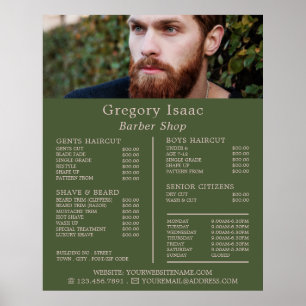 Poster Modèle de barbe à gingembre, Liste des prix pour b