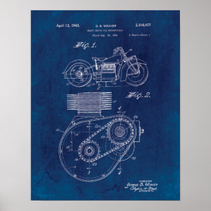 Poster Modèle de brevet du lecteur d'axe de moto 1943