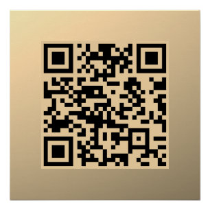 Poster Modèle de code QR immédiatement modifiable   Or Fa