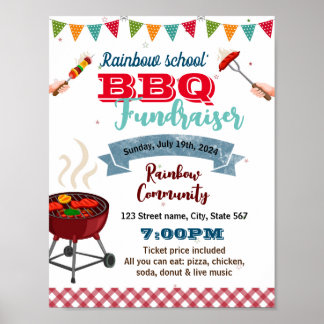 Poster Modèle de collecte de fonds BBQ