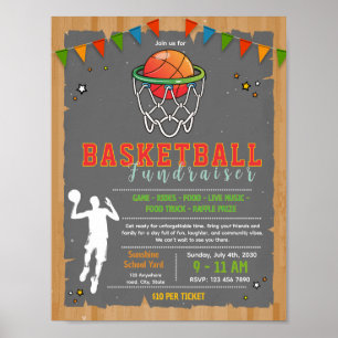 Poster Modèle de flyer de collecte de fonds de basket-bal