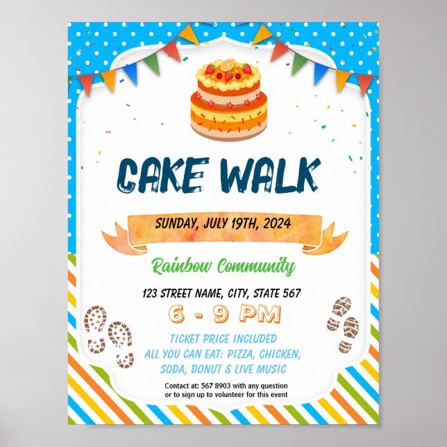 Poster Modèle de gâteau musical Cake walk (Devant)