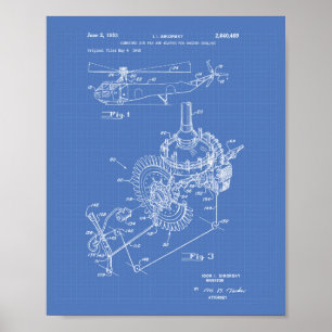 Poster Modèle de l'art breveté de 1953 - Moteur d'aéronef