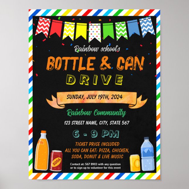 Poster Modèle de l'école de collecte de fonds Bottle and  (Devant)