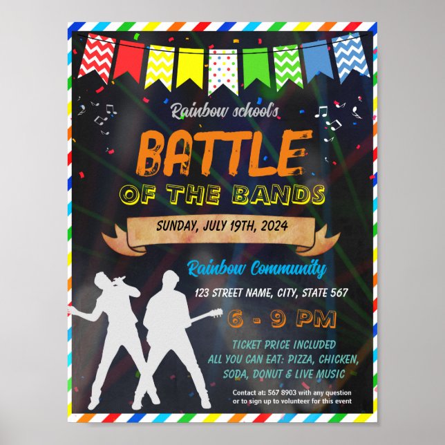 Poster Modèle de l'événement Battle of the Bands School (Devant)