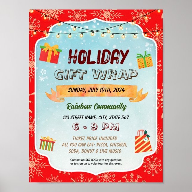 Poster Modèle de l'évènement cadeau de vacances (Devant)