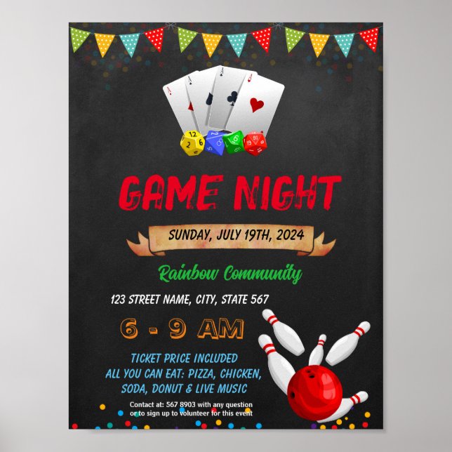 Poster Modèle de l'événement de la soirée de jeu (Devant)