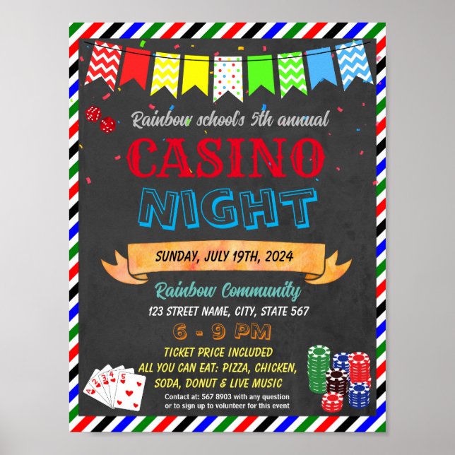 Poster Modèle de l'événement de l'école de nuit du casino (Devant)