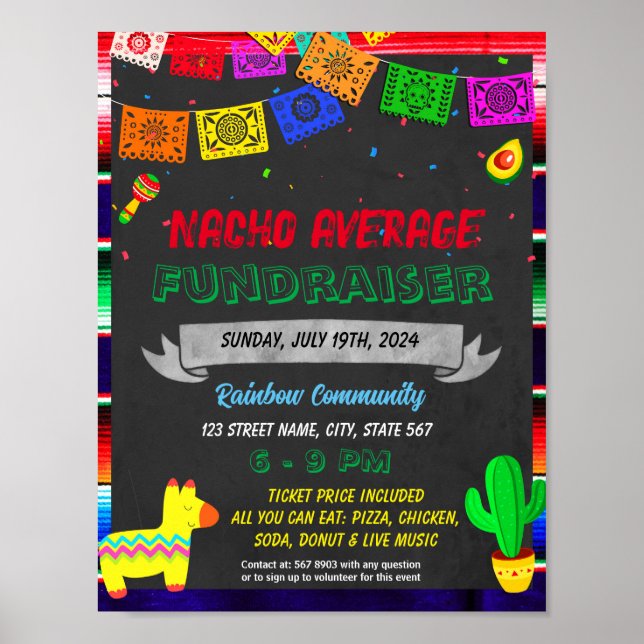 Poster Modèle de l'événement Fiesta Fundraiser (Devant)