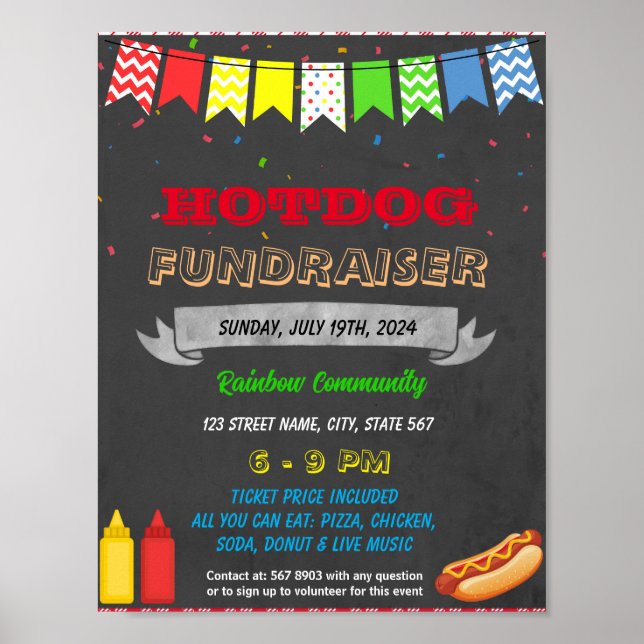 Poster Modèle de l'événement Hot dog Fundraiser (Devant)