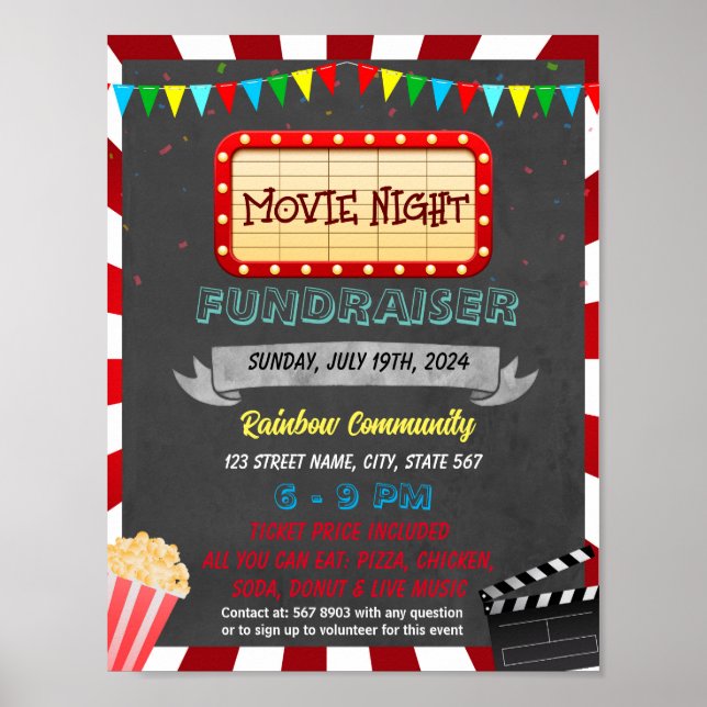 Poster Modèle de l'événement Movie Fundraiser (Devant)
