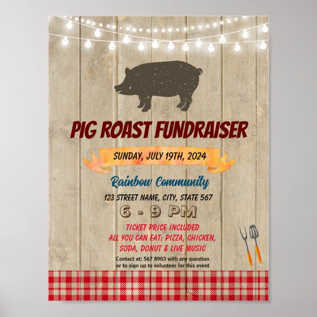 Poster Modèle de l'événement Pig Roast Fundraiser (Devant)