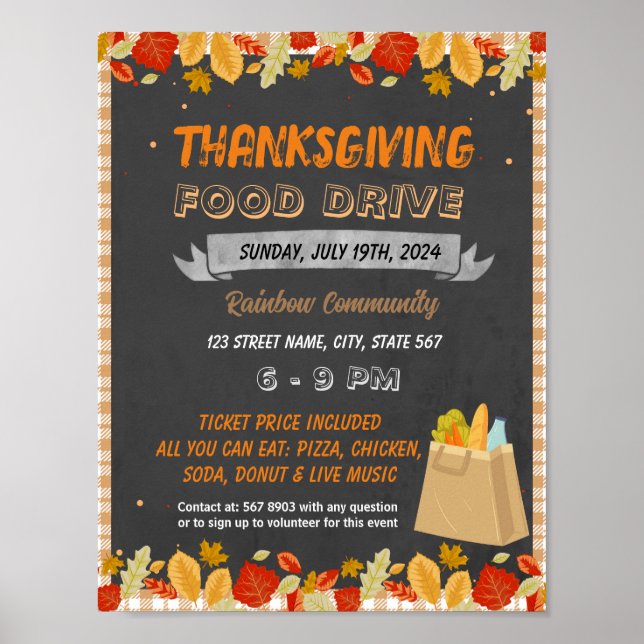 Poster Modèle de l'événement Thanksgiving Food Drive (Devant)