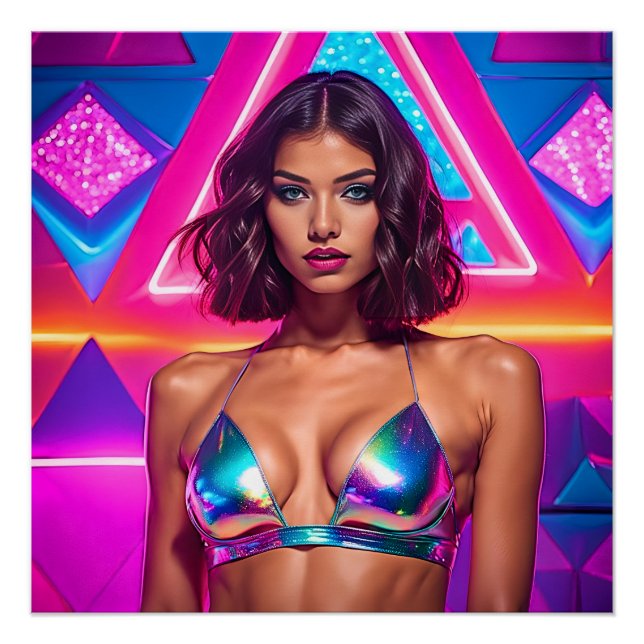 Poster Modèle de maillot de bain holographique (Devant)