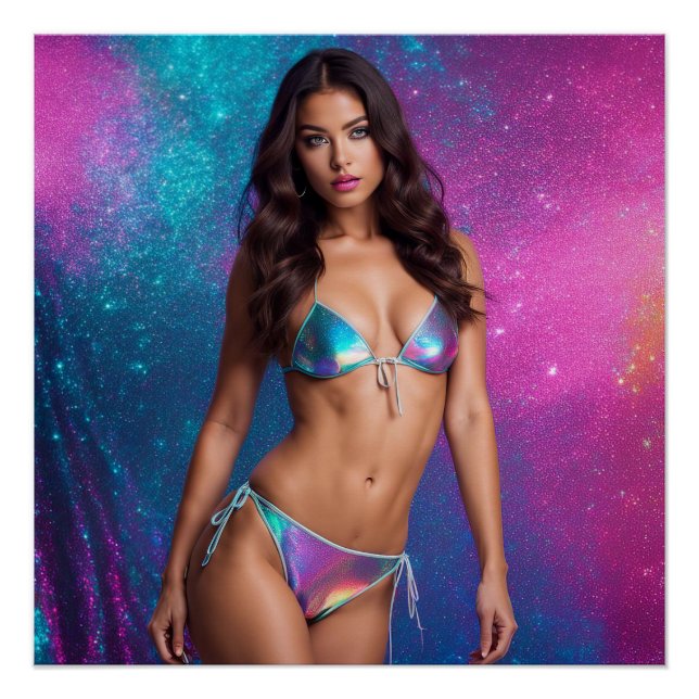 Poster Modèle de maillot de bain holographique (Devant)