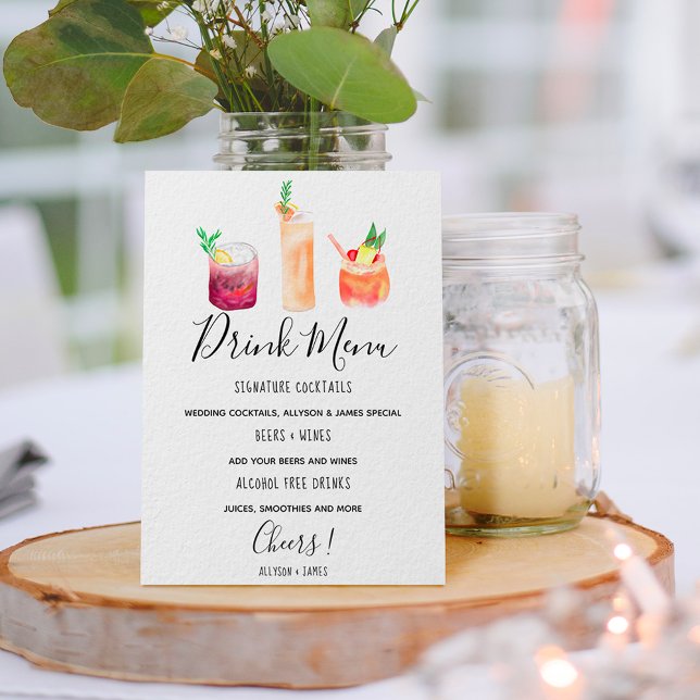 Poster Modèle de menu de boissons mariages modernes cockt (Créateur téléchargé)