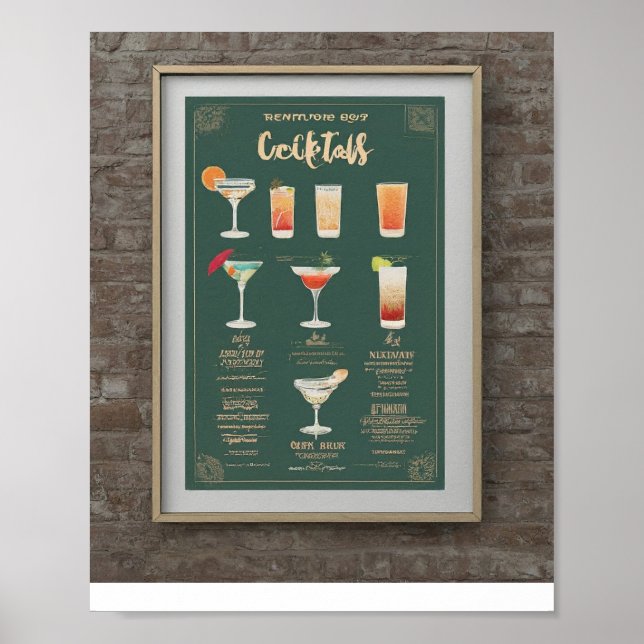 Poster Modèle de menu de boissons mariages modernes cockt (Devant)