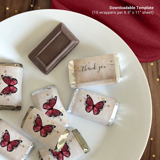 Poster Modèle de mini-bar à bonbons Burgundy Butterfly (Créateur téléchargé)