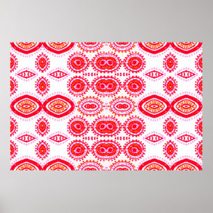 Poster Modèle de mode contemporain. Rouge Folklore Boho G