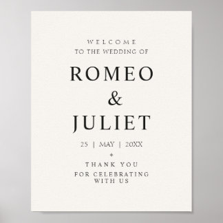 Poster Modèle de panneau de bienvenue de mariage minimal