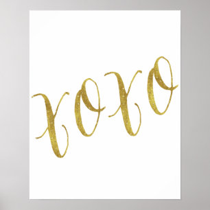 Poster Modèle de Parties scintillant XOXO Quote Faux Gold