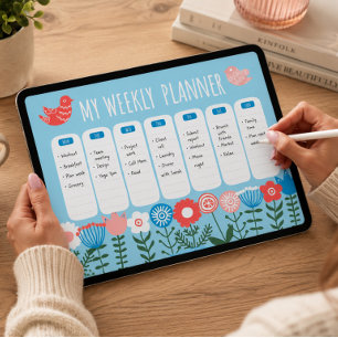 Poster Modèle de planificateur hebdomadaire botanique
