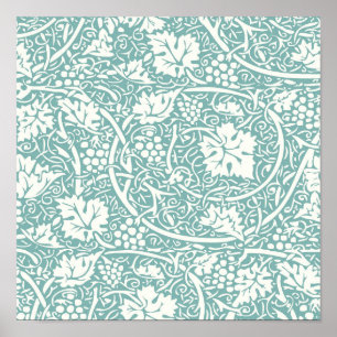 Poster Modèle de raisin de William Morris sarcelle turquo