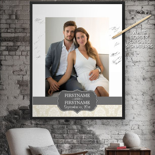 Poster Modèle de tissu en beige et en charbon de bois