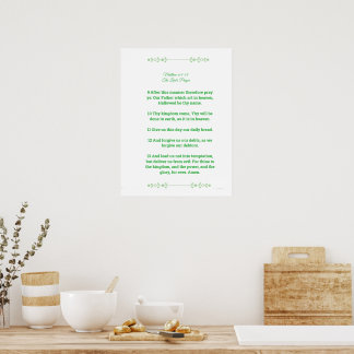 Poster Modèle d'Écriture, Le Notre Père, vert