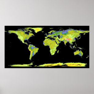 Poster Modèle d'élévation numérique des continents sur Ea
