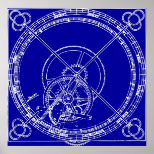 Poster Modèle des engrenages de l'horloge
