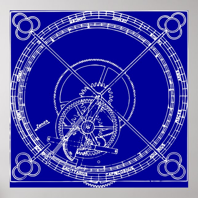 Poster Modèle des engrenages de l'horloge (Devant)