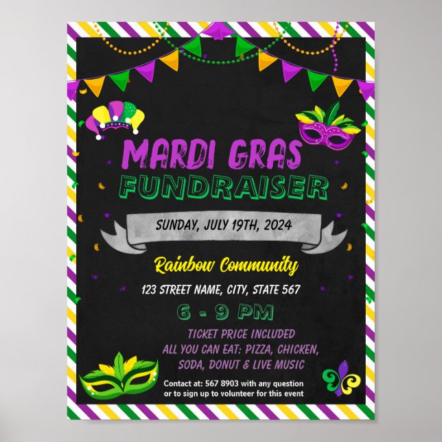 Poster Modèle d'événement Mardi Gras (Devant)