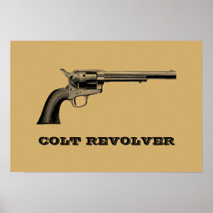 Poster Modèle d'illustration d'un pistolet de Colt antiqu