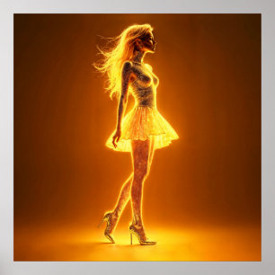 Poster Modèle d'imaginaire radiant lumineux doré