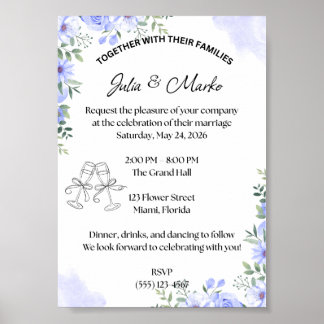 Poster Modèle d'invitation de mariage romantique
