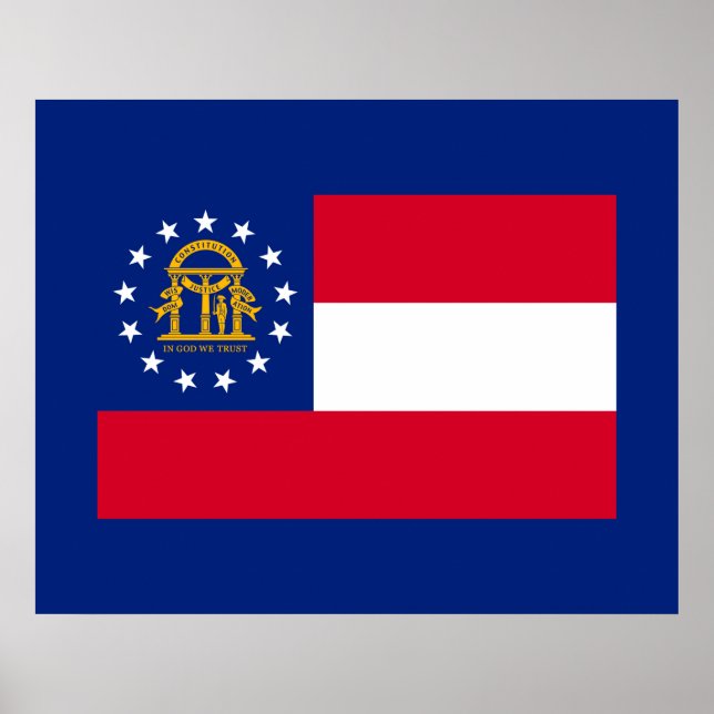 Poster Modèle du drapeau de l'État de Géorgie (Devant)