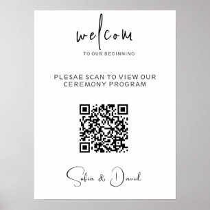Poster Modèle du programme de mariage du code QR, Mariage