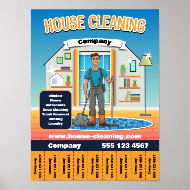 Poster Modèle du service de nettoyage de maison (Devant)