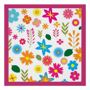 POSTER MODÈLE FLORAL COLORÉ