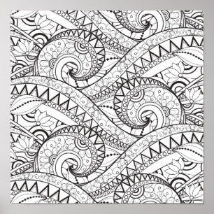 Poster Modèle floral détaillé Doodle 2