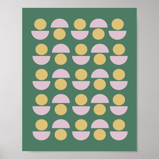 Poster Modèle floral géométrique scandinave en vert (Devant)