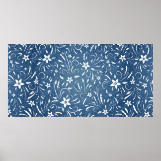 Poster Modèle floral sur denim