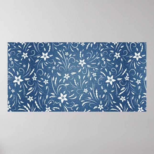 Poster Modèle floral sur denim (Devant)