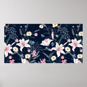 Poster Modèle Floral tendance dans les nombreuses sortes