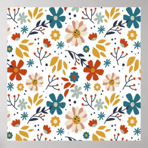 Poster Modèle floral tiré à la main