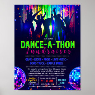 Poster Modèle modifiable de flyer de dance-a-thon lumineu