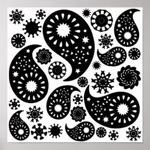 Poster Modèle noir et blanc de Paisley