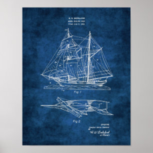 Poster Modèle Plan de bateau à voile #2 Décor nautique