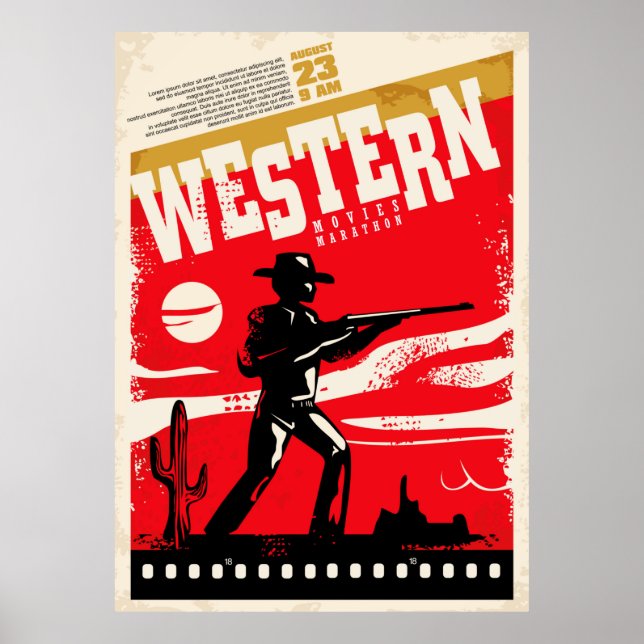 Poster Modèle rétro du marathon des films occidentaux (Devant)